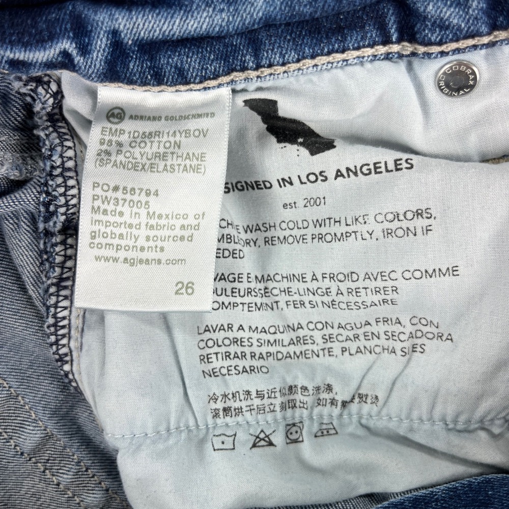 AG Adriano Goldschmied Bootcut Jeans Women 26/25X26 Blue Raw Hem High Rise - Picture 2 of 16
